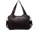 Classic structured tote bag in dark brown with comfortable shoulder straps