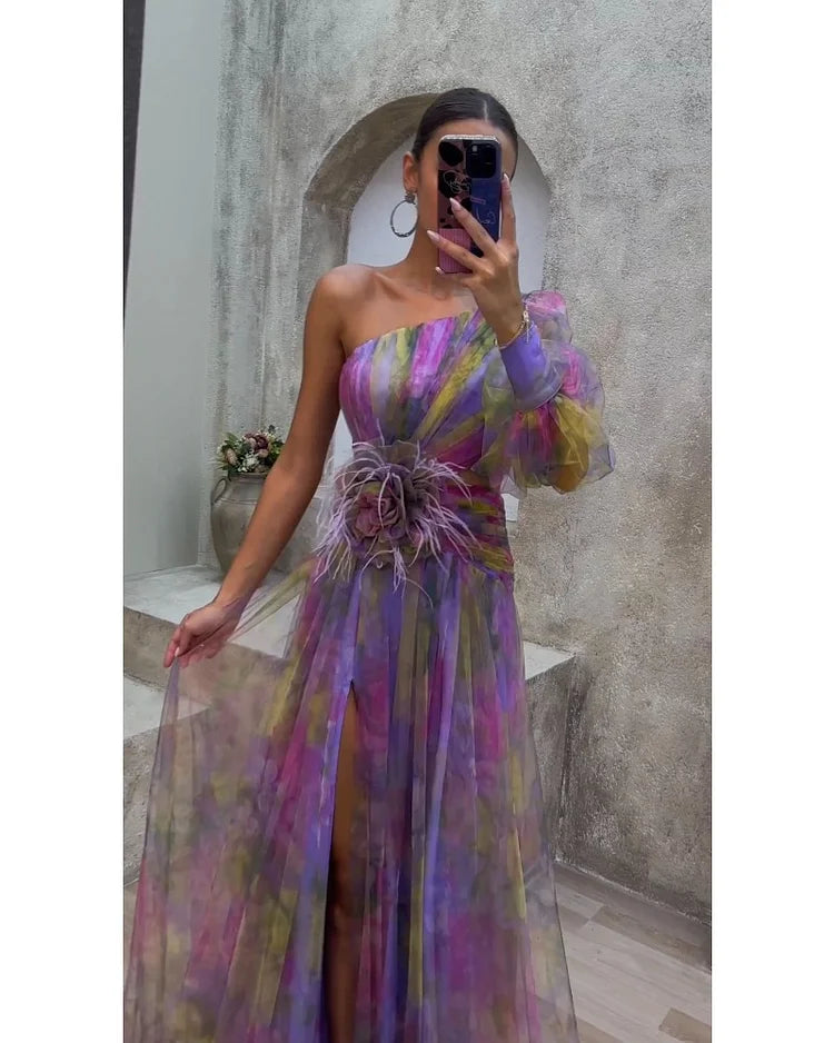 ORIT™ | Asymmetrical One-Sleeve Split Dress