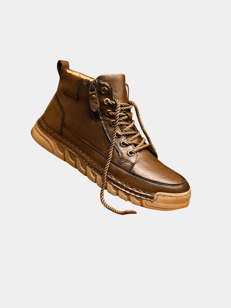 Men's signature polished boots in brown and black with a clean, classic silhouette