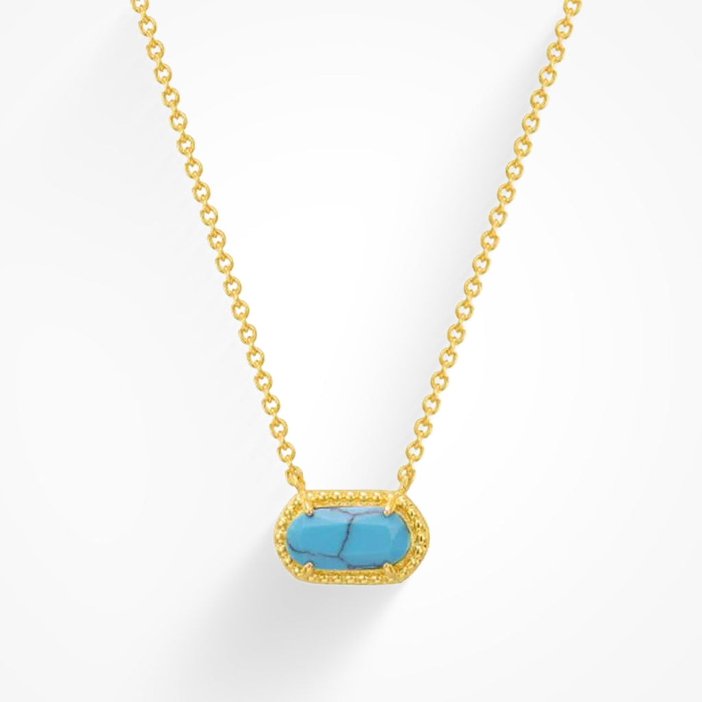 Delicate pendant necklace with coloured gemstone in turquoise