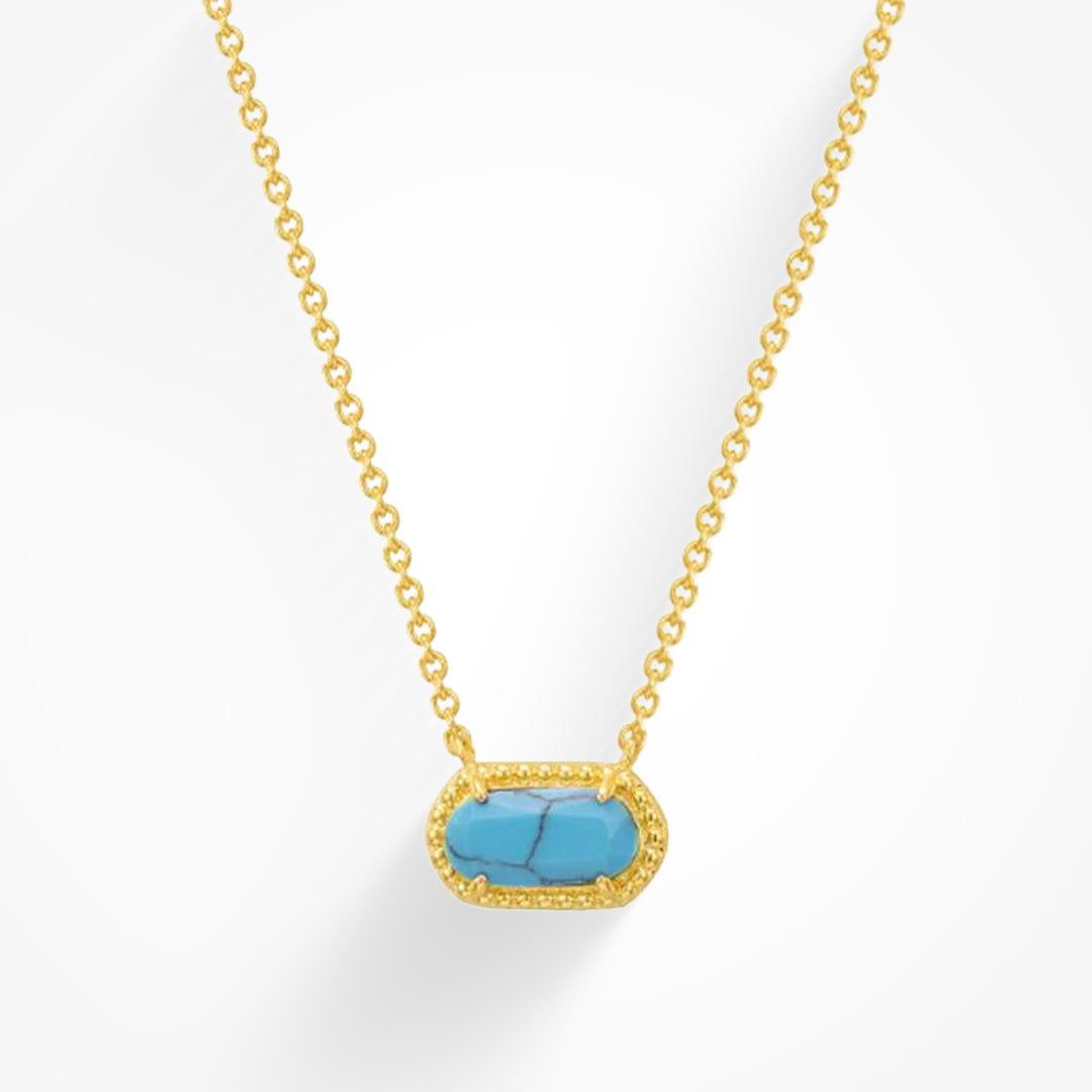 Delicate pendant necklace with coloured gemstone in turquoise