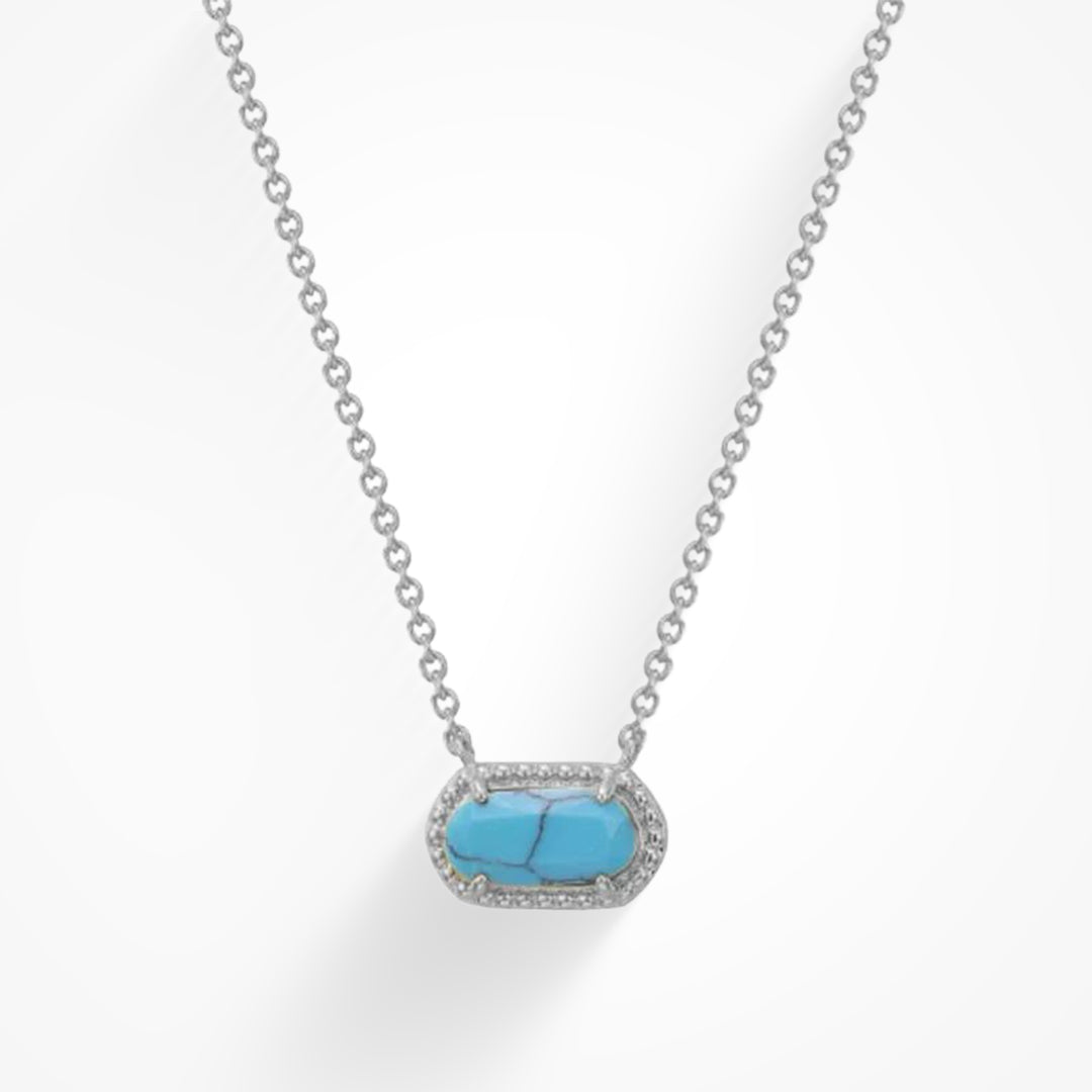Delicate pendant necklace with coloured gemstone in turquoise