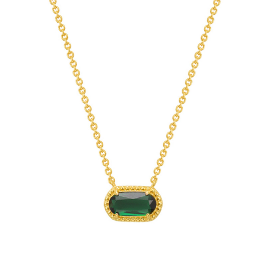 Delicate pendant necklace with coloured gemstone in turquoise