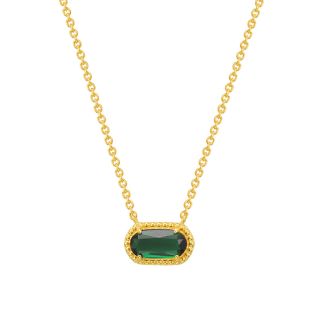 Delicate pendant necklace with coloured gemstone in turquoise