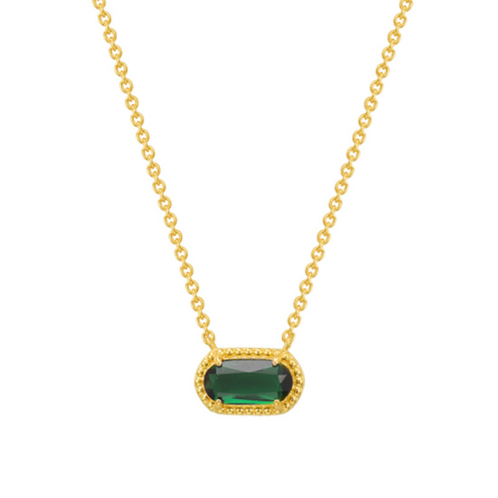 Delicate pendant necklace with coloured gemstone in turquoise