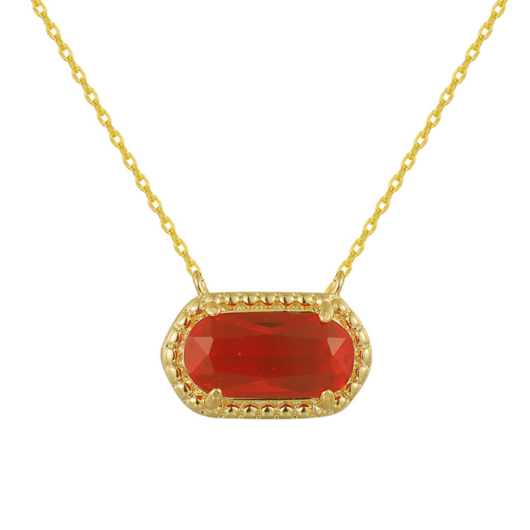 Delicate pendant necklace with coloured gemstone in turquoise