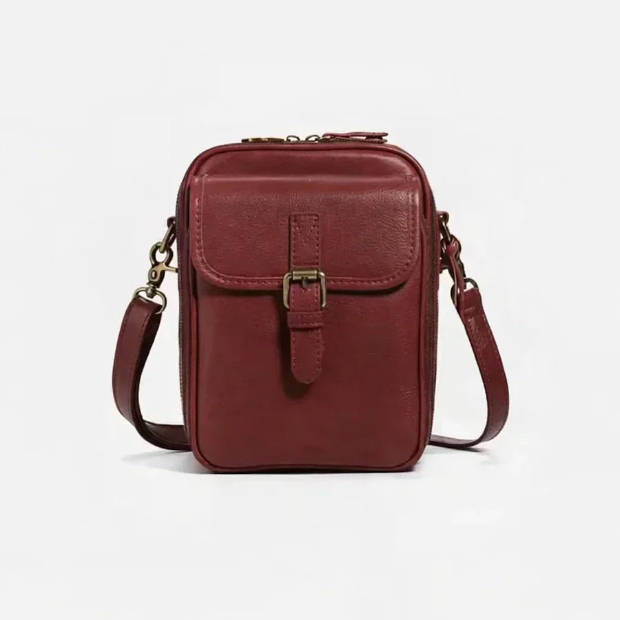 Small structured handbag with multiple pockets, available in light blue, green, orange, black, burgundy, white, pink and navy