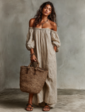 Elena | European Long Flowing Dress with Off-Shoulder Design