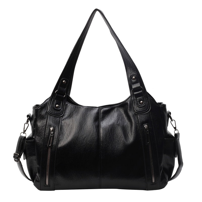 Classic structured tote bag in dark brown with comfortable shoulder straps