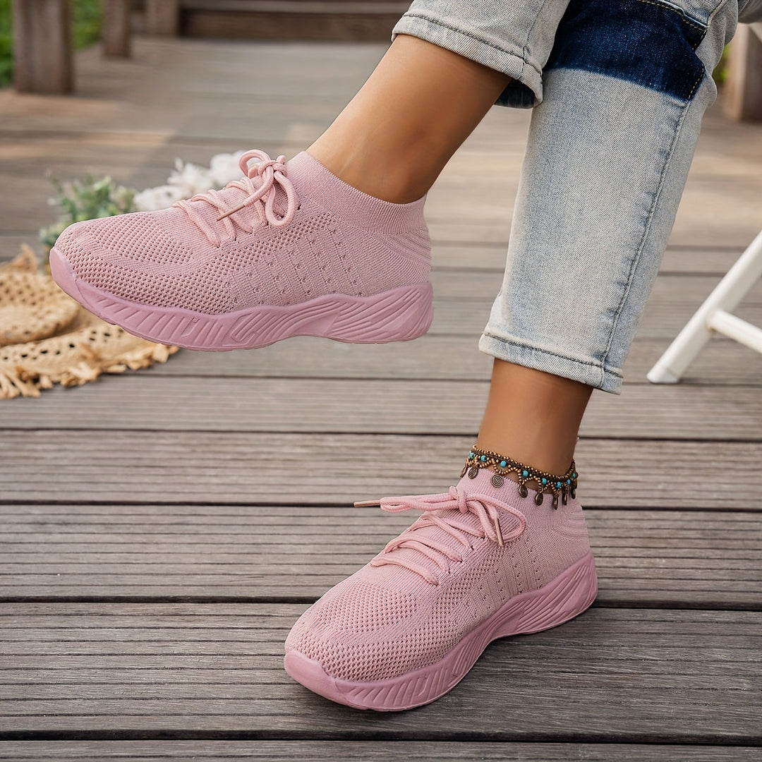 A woman wearing ultra-light comfort trainers on a long walk
