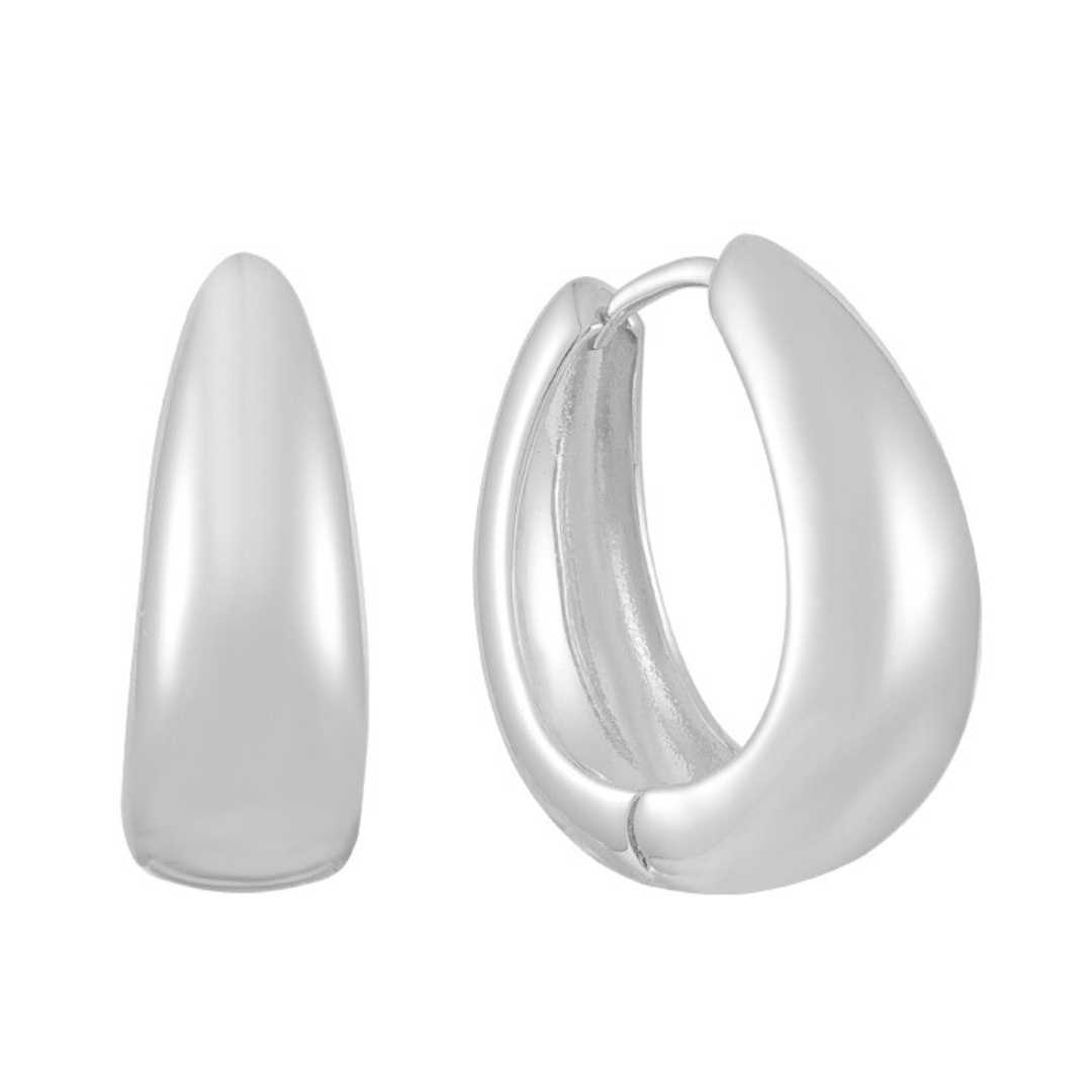 Gold hoop earrings available in small and large sizes