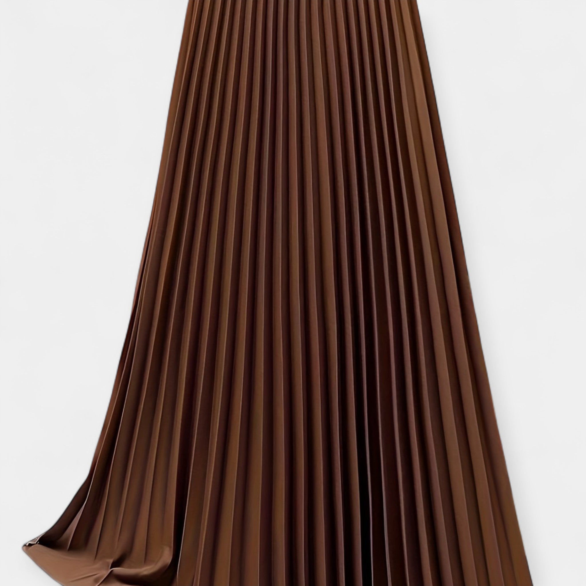 Wide pleated high-waist midi skirt in soft blush pink with a flowing silhouette