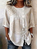 LOUISA | Casual Blouse with Geometric Embroidery