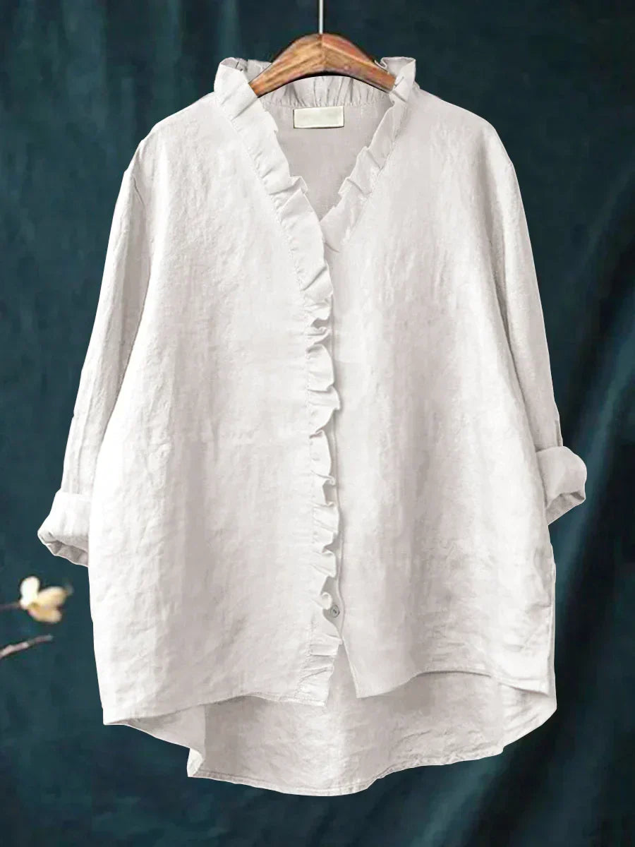 Red softly-draping women's everyday blouse with a relaxed, flattering cut