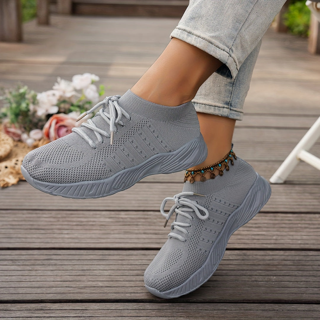 A woman wearing ultra-light comfort trainers on a long walk
