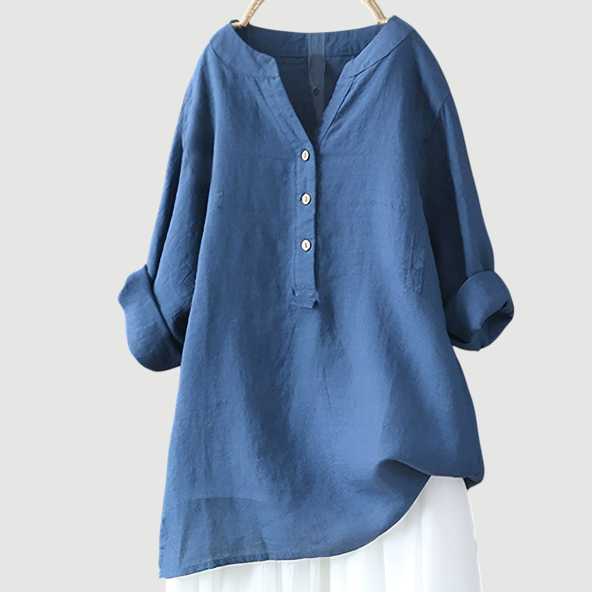 Green lightweight women's tunic top with a relaxed, airy cut