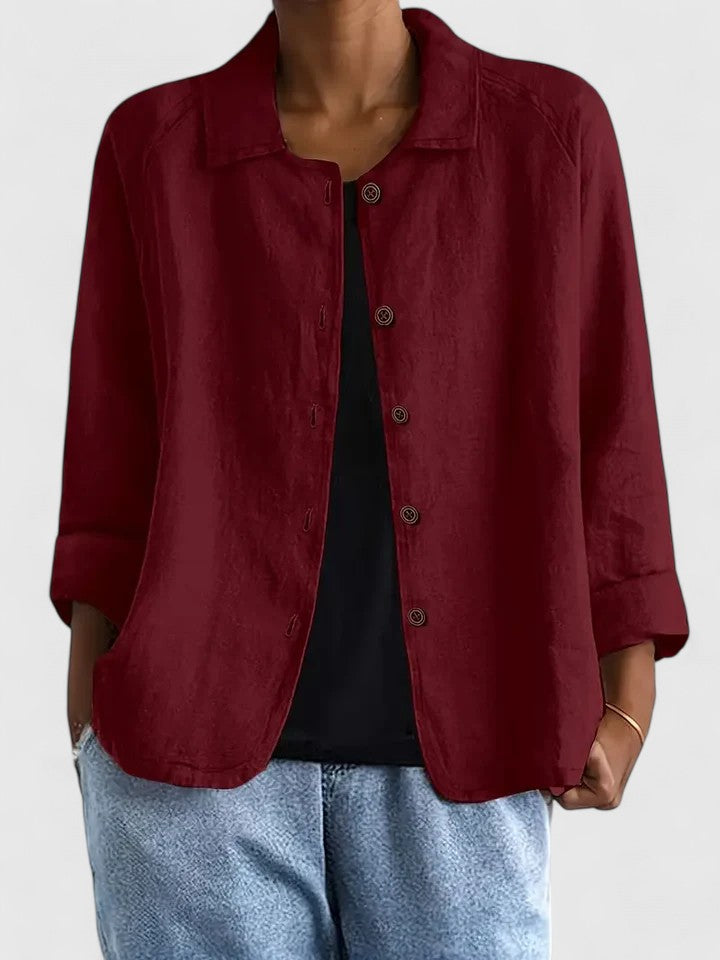 Light blue women's lightweight spring jacket with a minimal, elegant cut