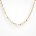 Double helix pendant necklace in gold tone on a plain white background