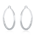 A pair of polished 925 sterling silver circular hoop earrings with a high-shine finish
