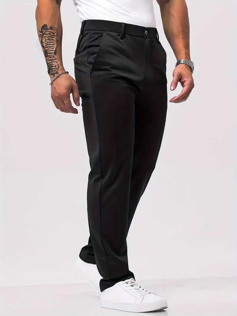 Men's slim-cut tailored trousers in black with a clean refined silhouette
