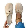Beige orthopaedic everyday shoes with a soft upper and cushioned ergonomic sole
