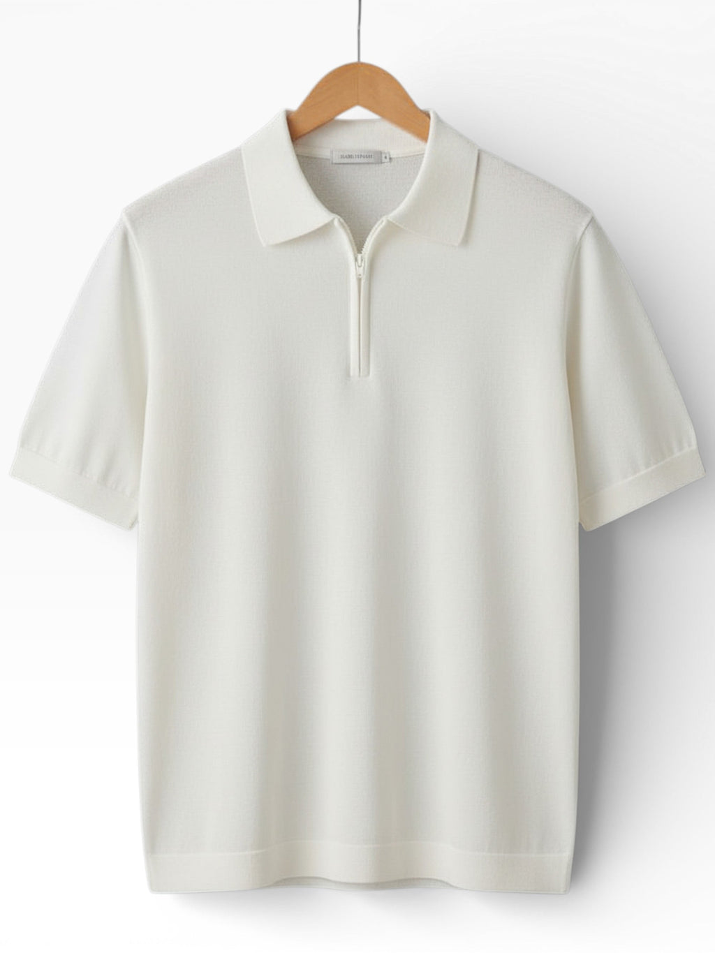 White men's classic polo shirt with clean collar and straight hem