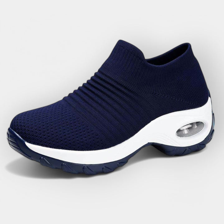 Women's versatile orthopedic shoes in navy blue with a cushioned ergonomic sole