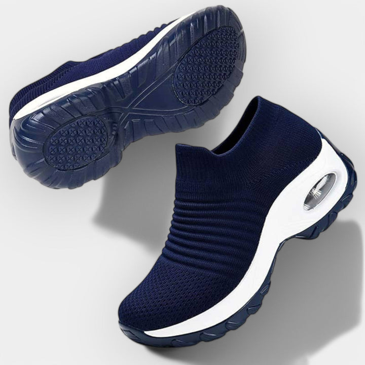 Women's versatile orthopedic shoes in navy blue with a cushioned ergonomic sole