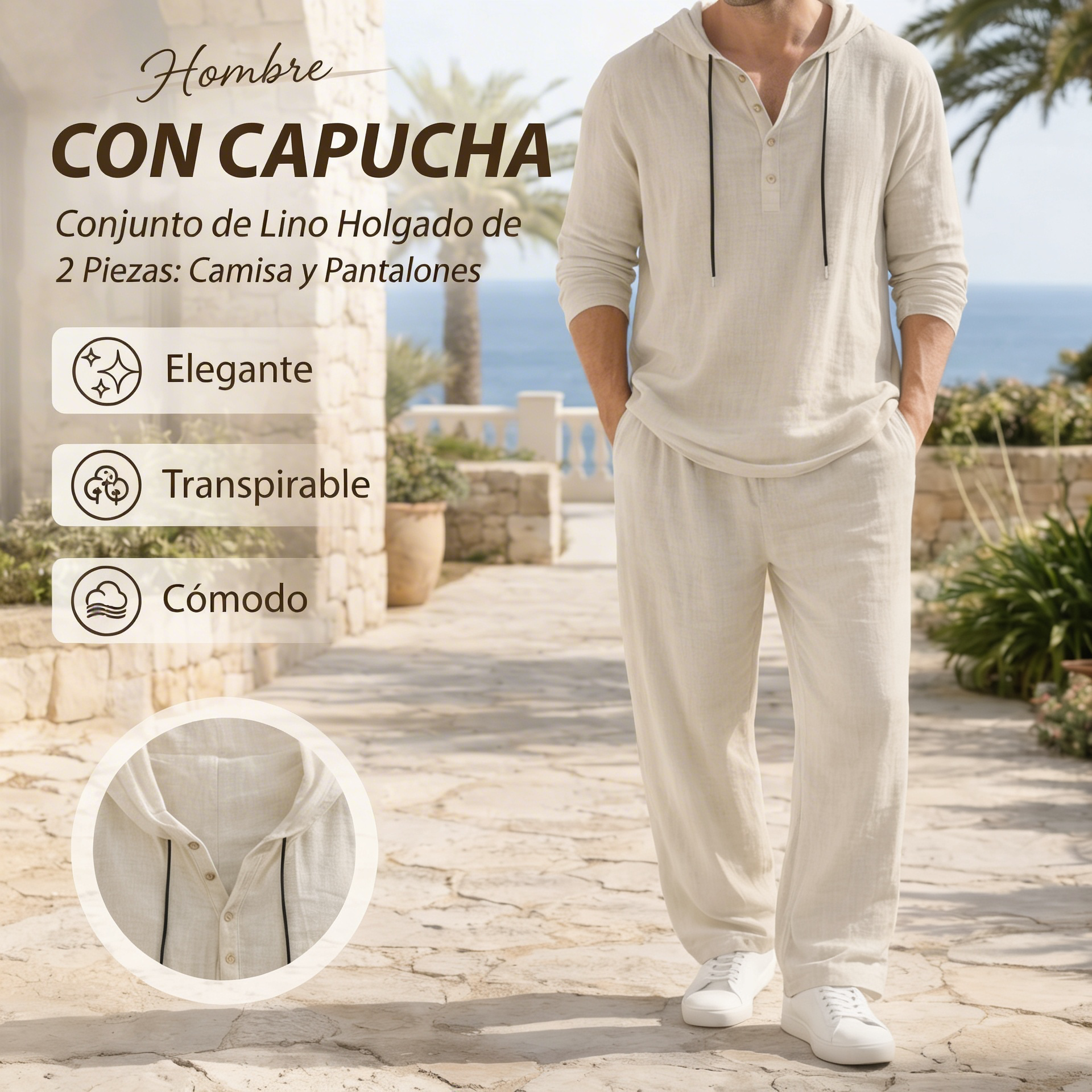 Men's co-ordinated two-piece summer set in a relaxed, minimalist style with clean lines