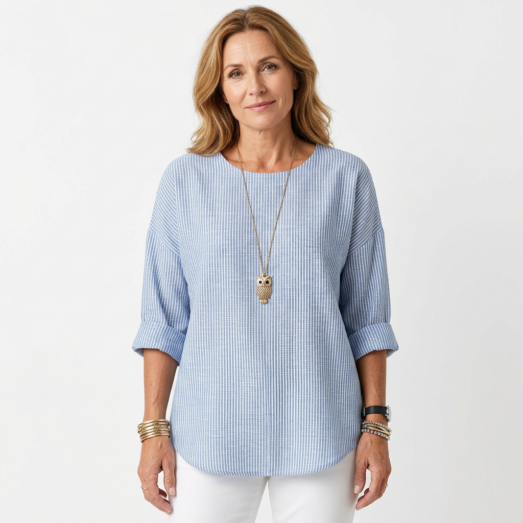 Airy vertical-stripe blouse in a relaxed, floaty cut suitable for everyday wear