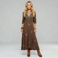 Boho floaty printed dress in a loose, flowing silhouette with a free-spirited feminine look