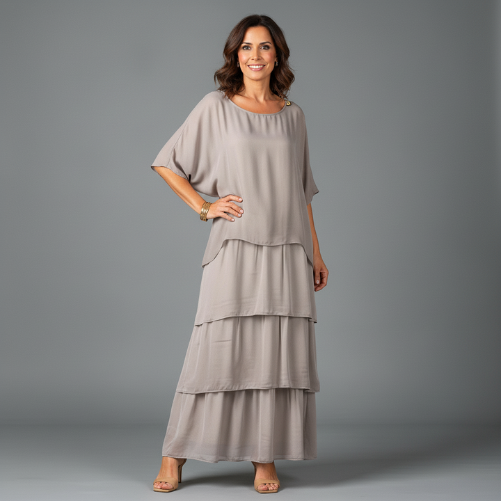 Floaty layered dress with a flowing silhouette in a soft, elegant cut