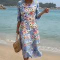 Flowing floral midi dress with a soft comfortable relaxed silhouette