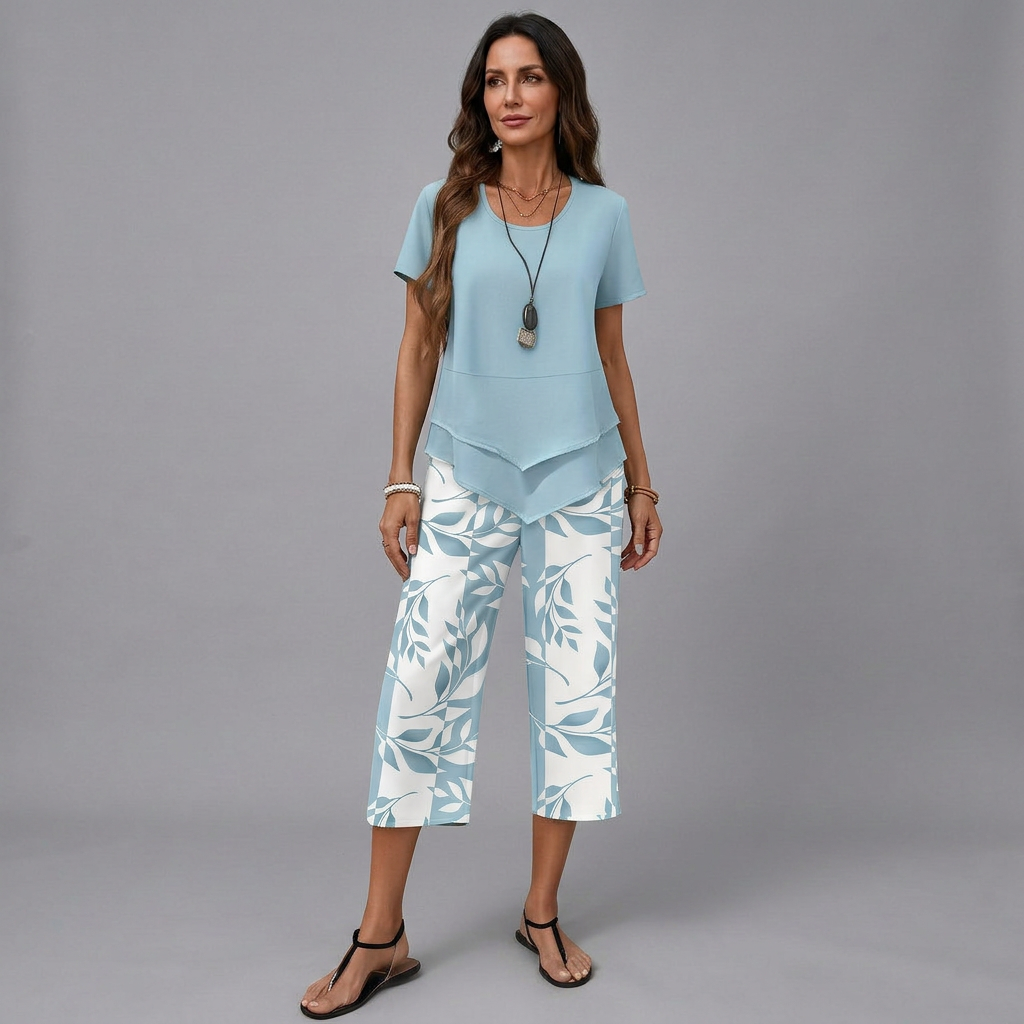 Floaty co-ord two-piece set with a natural print in a relaxed, flowing silhouette