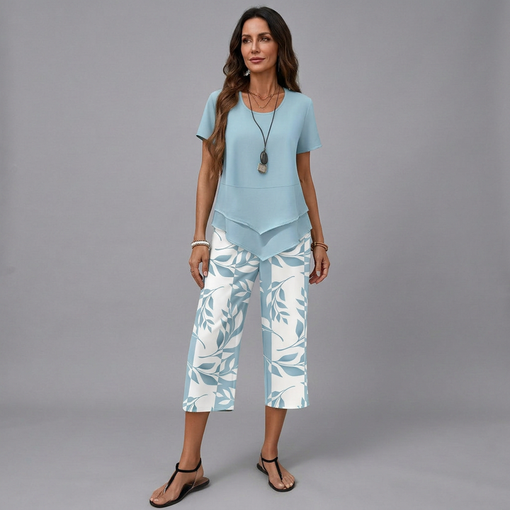 Floaty co-ord two-piece set with a natural print in a relaxed, flowing silhouette