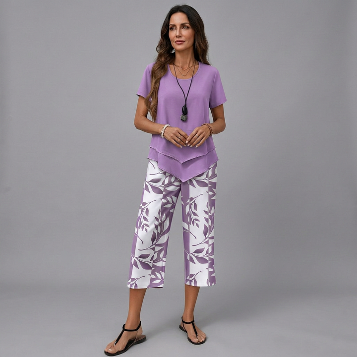 Floaty co-ord two-piece set with a natural print in a relaxed, flowing silhouette