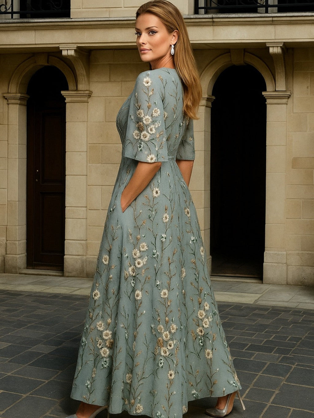Botanical Elegance Long Dress | The Spark