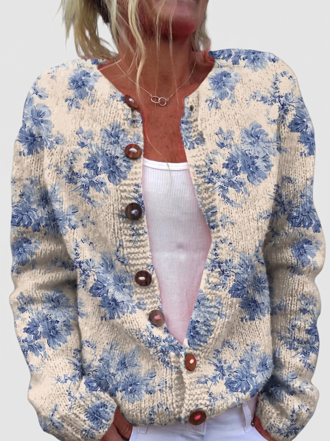 Orla™ | Cardigan with Blue Blooms