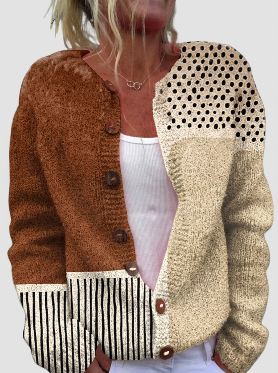 Grainne™ | Cardigan in Patchwork Look