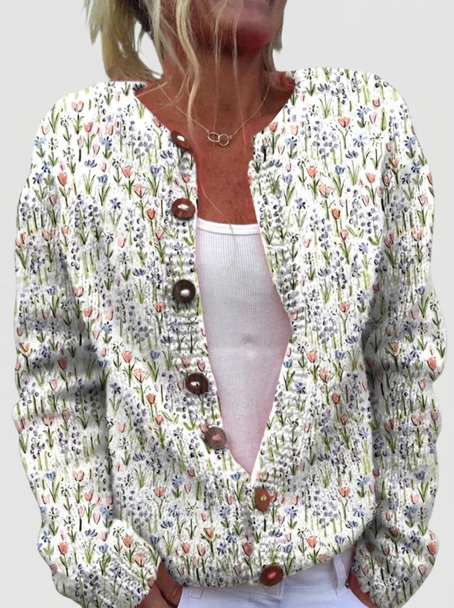 Roisin™ | Cardigan with Delicate Wildflowers