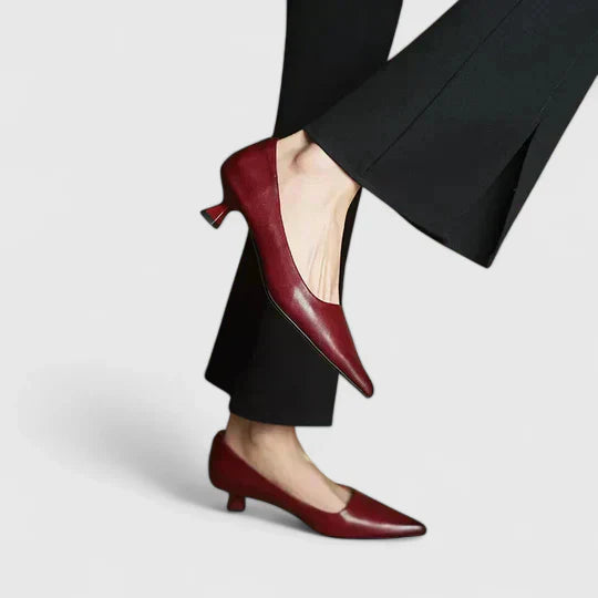 A woman in supportive everyday heels moving from the office to an evening event.