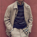Men's retro twill lapel jacket with classic lapel and long sleeves in a relaxed structured fit