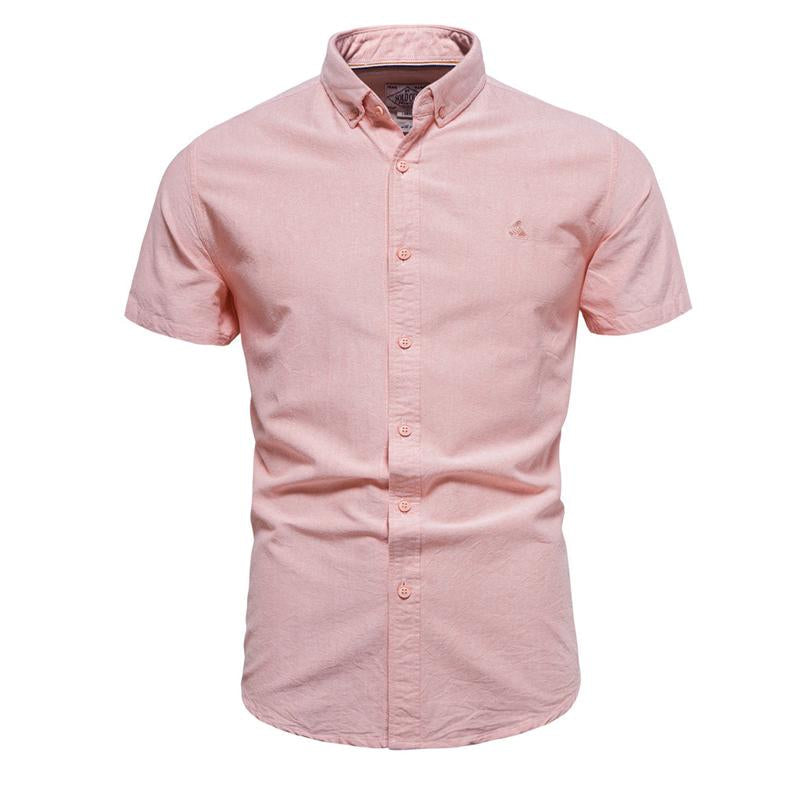 Men's plain short-sleeve collar shirt in a relaxed fit, available in multiple colours