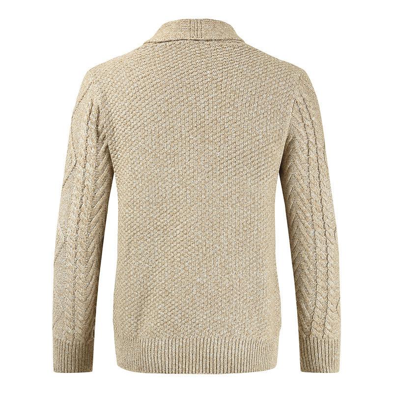 Men's plain single-button knit cardigan in khaki, grey and black
