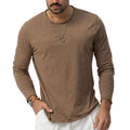 Men's plain long-sleeve crew neck top in a classic solid colour
