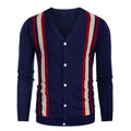 Men's striped single-breasted knit cardigan in a relaxed classic cut