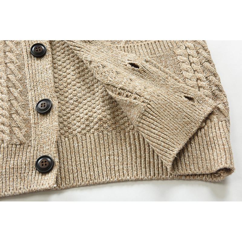 Men's plain single-button knit cardigan in khaki, grey and black