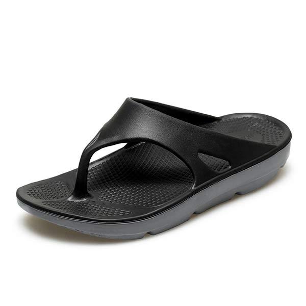 Men's supportive slippers with thick sole in black, grey and blue