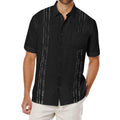 Men's short-sleeved shirt with subtle embroidered detailing in white