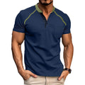 Men's athletic polo shirt with contrast detailing in blue, green and black